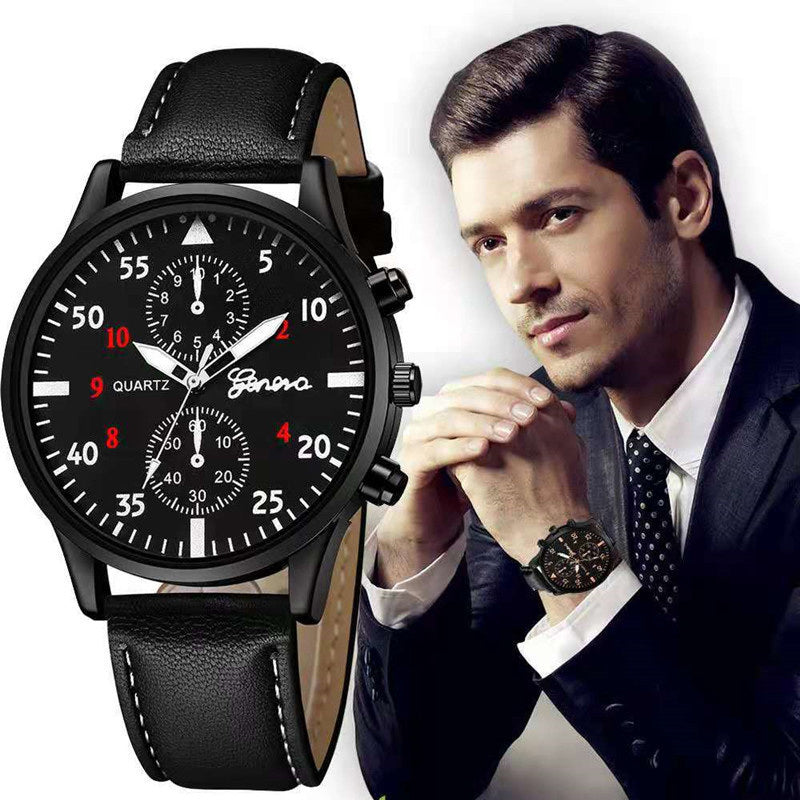 New Mens Watches Luxury Bracelet Set Fashion Business Brown Leather Quartz Wrist Watch for Men Gift Set relogio masculino