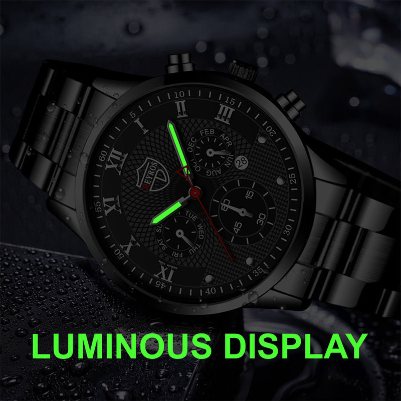 Fashion Mens Watches for Men Sports Luminous Clock Stainless Steel Quartz Wrist Watch Man Business Leather Watch montre homme