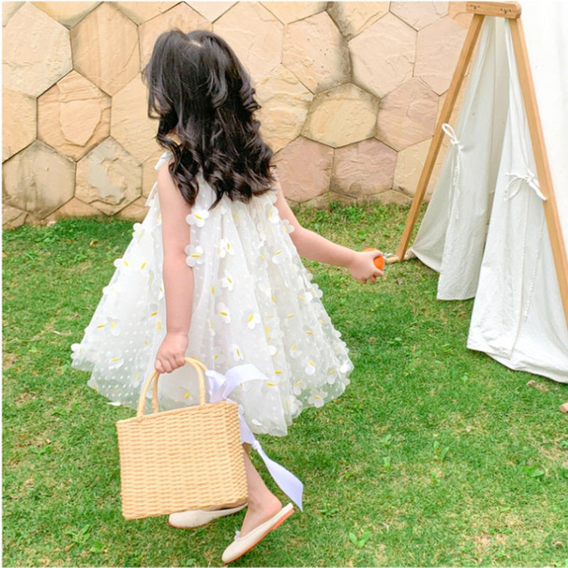 Girl Baby Mesh Tulle Dress Butterfly Bowknot Chiffon Fairy Princess Skirt with Lining Summer Children Fashion Casual Formal Soft