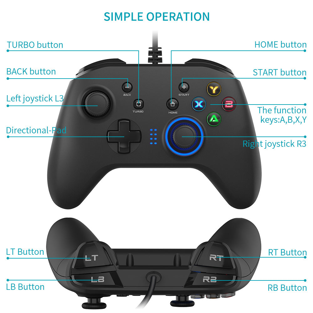 Wired Gaming Controller;  Joystick Gamepad with Dual-Vibration PC Game Controller Compatible with PS3;  Switch;  Windows 10/8/7 PC;  Laptop;  TV Box;  Android Mobile Phones;  6.5 ft USB Cable