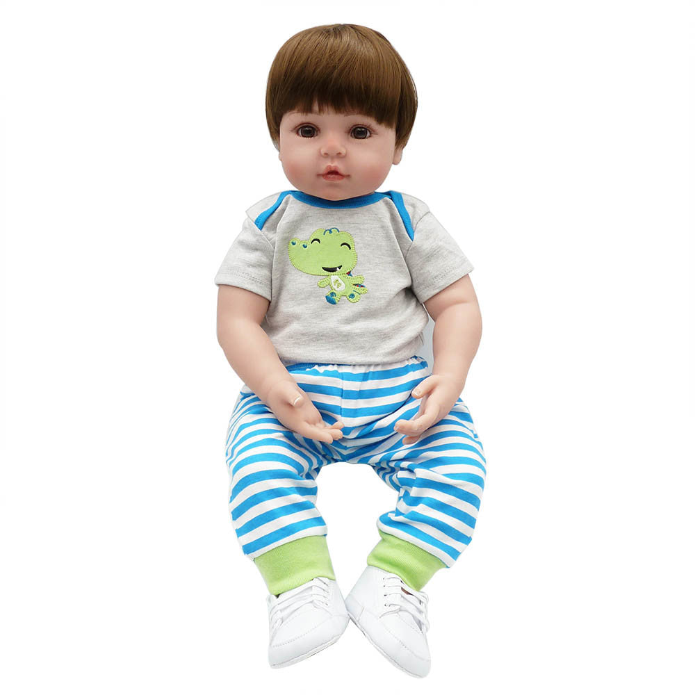 24" Beautiful Simulation Baby Girl Reborn Baby Doll in Frog Dress