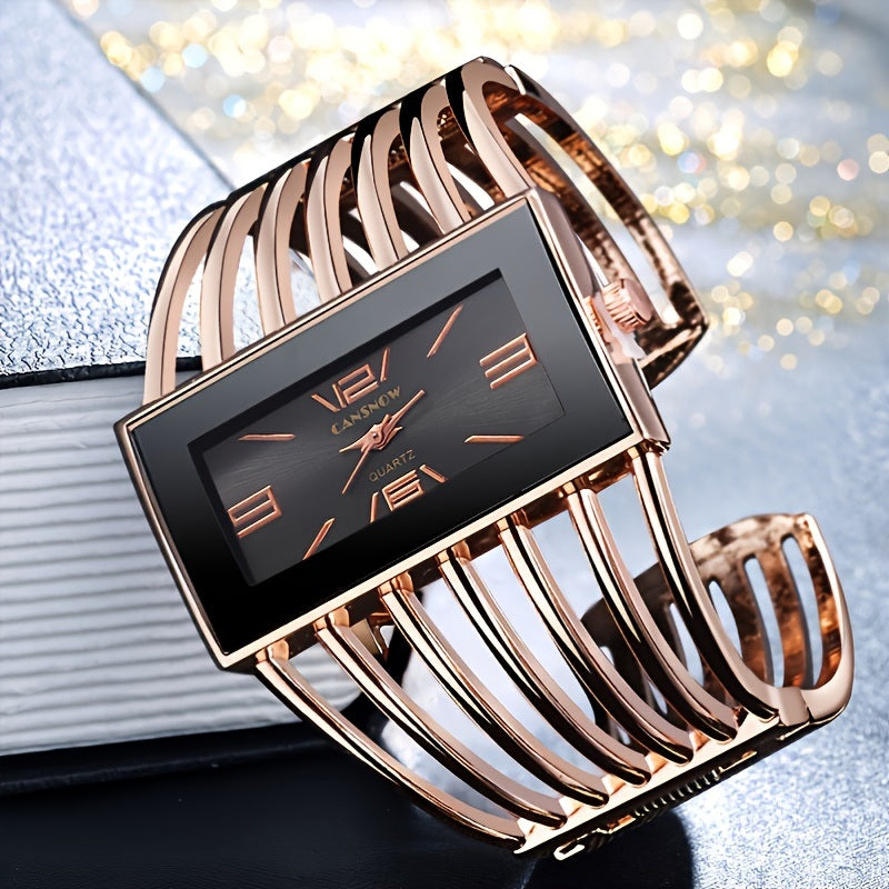 Luxury Womens Watches Analog Quartz Wrist Watch Rectangular Cuff Bracelet Watch Business Casual Fashion Wrist Watches For Ladies