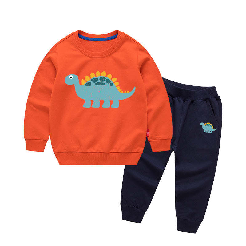 Baby Boy Cartoon Dinosaur Pattern Hoodie Combo Casual Pants Sport Style Sets