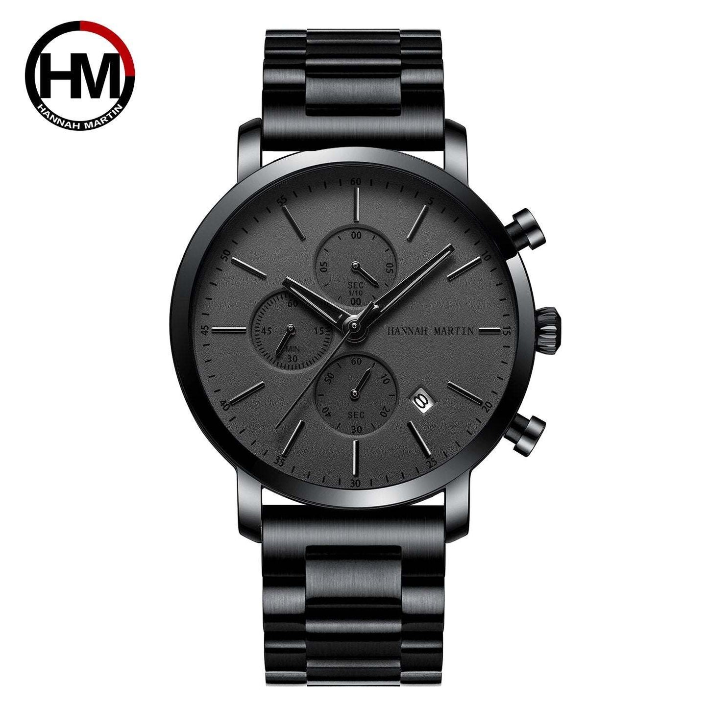 Luxury Fashion Mens Wristwatches Waterproof Male Multi-function Calendar Japanese Movement Quartz Stainless Steel Business Watch