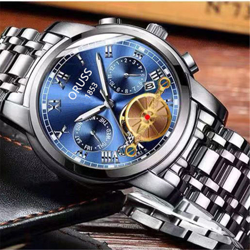 Luxury Fashion Mens Watches Luminous Waterproof Silver Stainless Steel Watch Men Date Calendar Business Quartz Wrist Watch