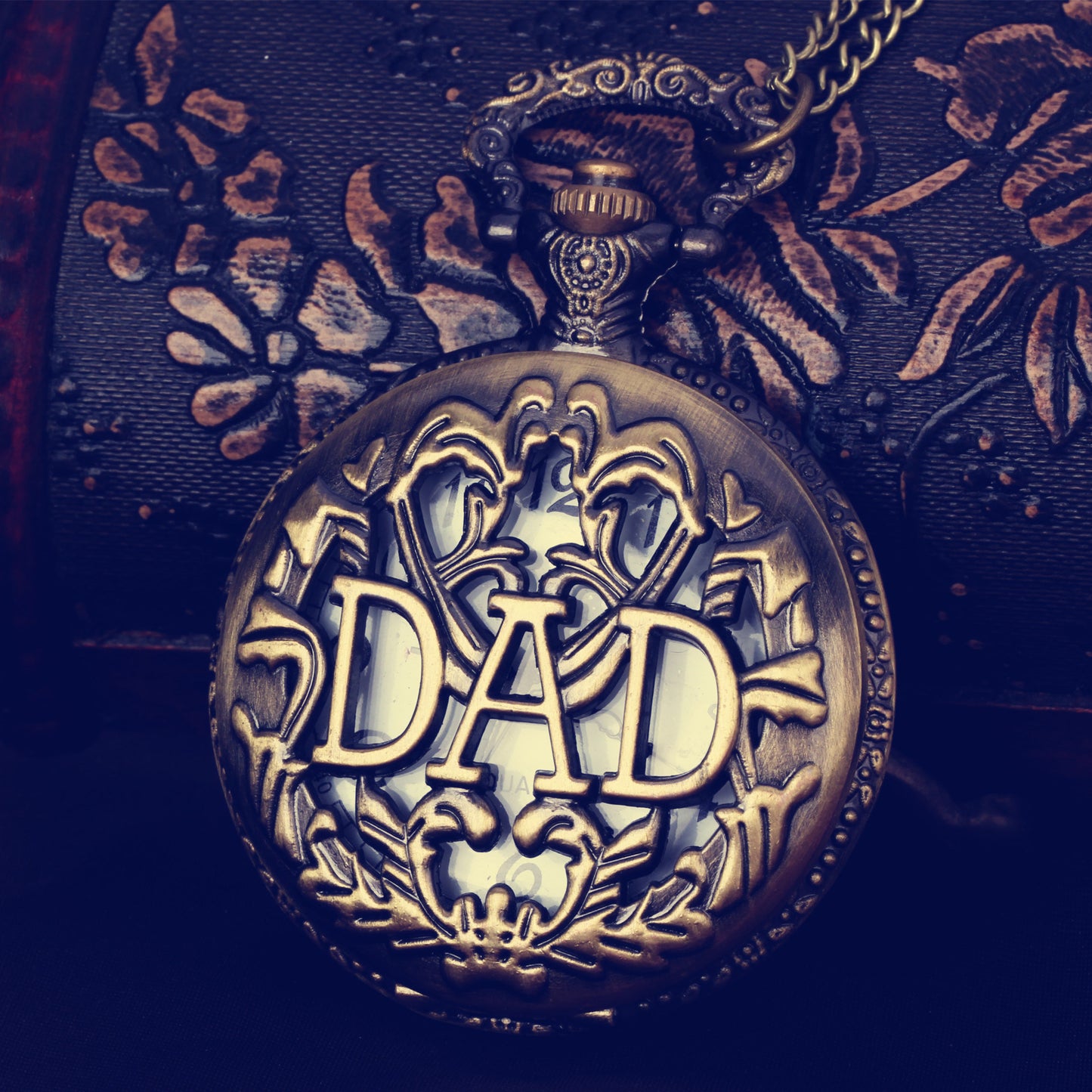 New Dad's Gifts Pocket Watch Mens Bronze Big Size DAD Male Quartz Watch With Chain Necklace Hombre Saati Masculino Relogio