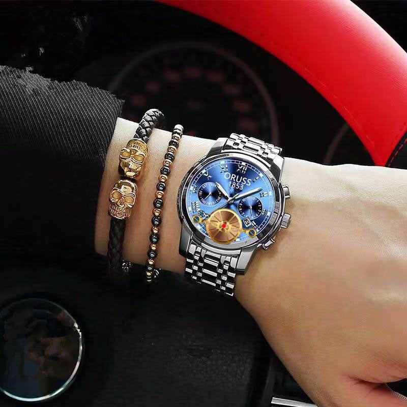 Luxury Fashion Mens Watches Luminous Waterproof Silver Stainless Steel Watch Men Date Calendar Business Quartz Wrist Watch