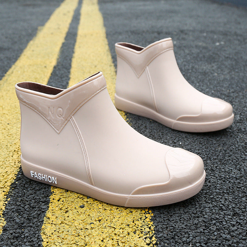 gh7 Dress Rainboots Women Fashion Height Increasing Shoes Round Toe Water Boots Slip on Comfortable Womens Ankle Boots hj89