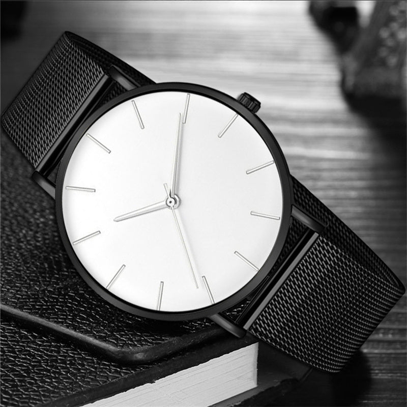 Fashion Minimalist Mens Ultra Thin Watches Simple Men Business Stainless Steel Mesh Belt Quartz Watch Casual Man Watch