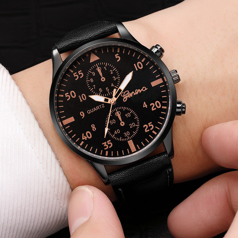 New Mens Watches Luxury Bracelet Set Fashion Business Brown Leather Quartz Wrist Watch for Men Gift Set relogio masculino