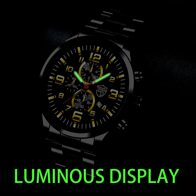 Fashion Mens Sports Watches for Men Luxury Stainless Steel Quartz Wrist Watch Luminous Clock Man Business Casual Watch