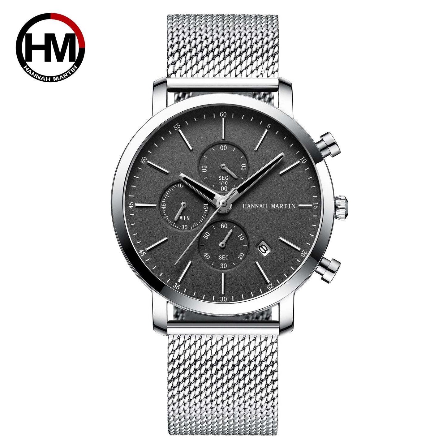 Luxury Fashion Mens Wristwatches Waterproof Male Multi-function Calendar Japanese Movement Quartz Stainless Steel Business Watch