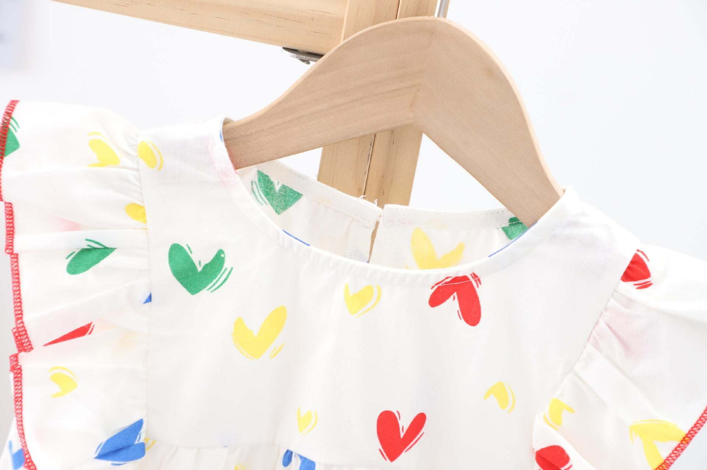 Baby Girl Heart Print Ruffle Design Sleeveless Dress In Summer