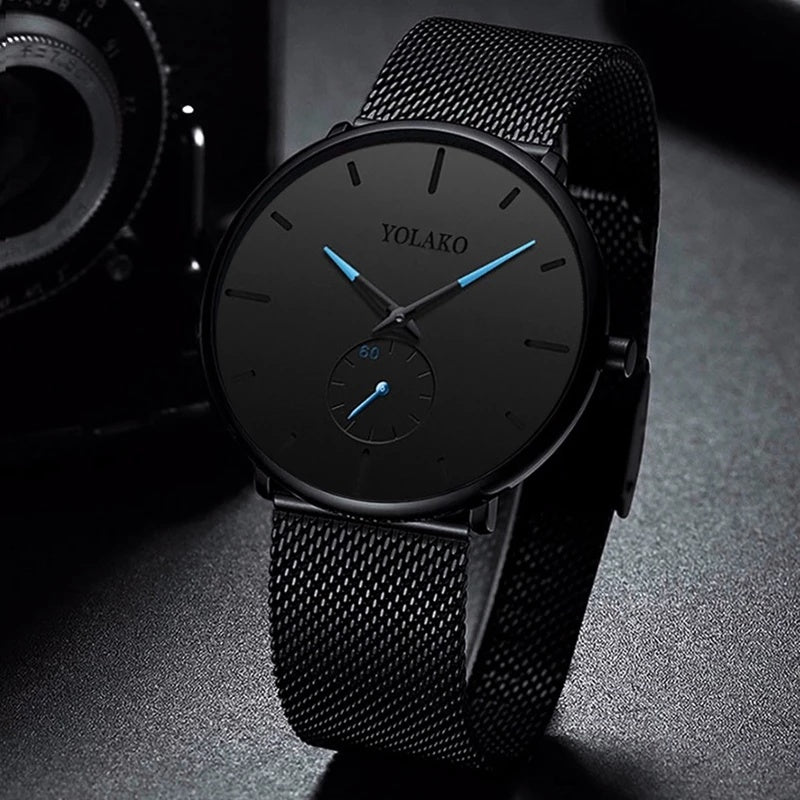 Mens Fashion Minimalist Watches Men Business Casual Quartz Watch Simple Male Stainless Steel Mesh Band Clock reloj hombre