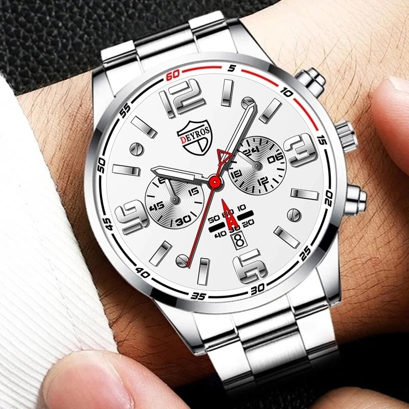 Fashion Mens Luxury Watches Men Business Stainless Steel Quartz Wrist Watch Man Sports Casual Leather Watch часы мужские