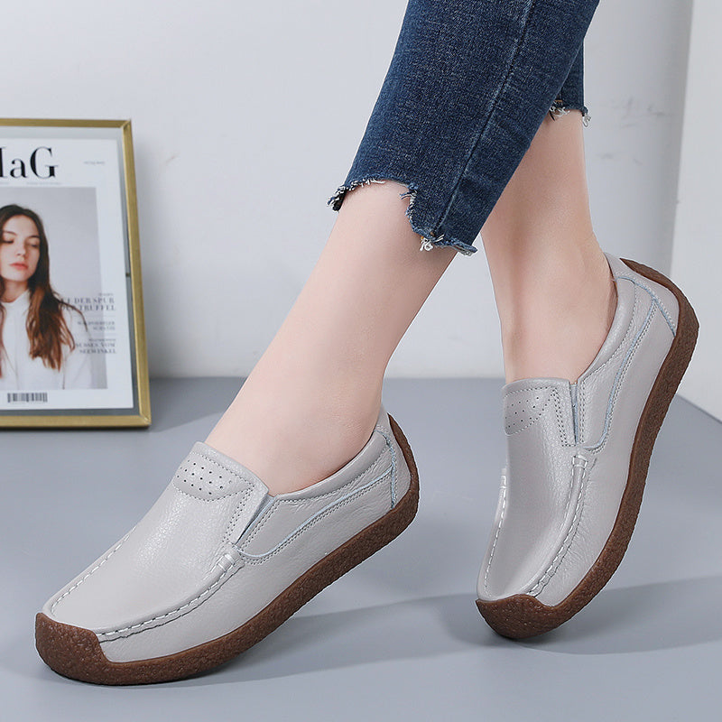 Genuine Leather Women's Casual Shoes Leisure Sneakers Women Luxury Brand Slip-on Loafers Female Soft Moccasins Zapatos De Mujer