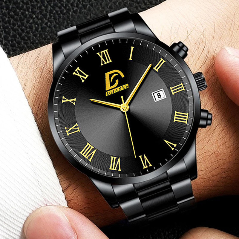 2023 Fashion Mens Gold Stainless Steel Watches Luxury Minimalist Quartz Wrist Watch Men Business Casual Watch relogio masculino