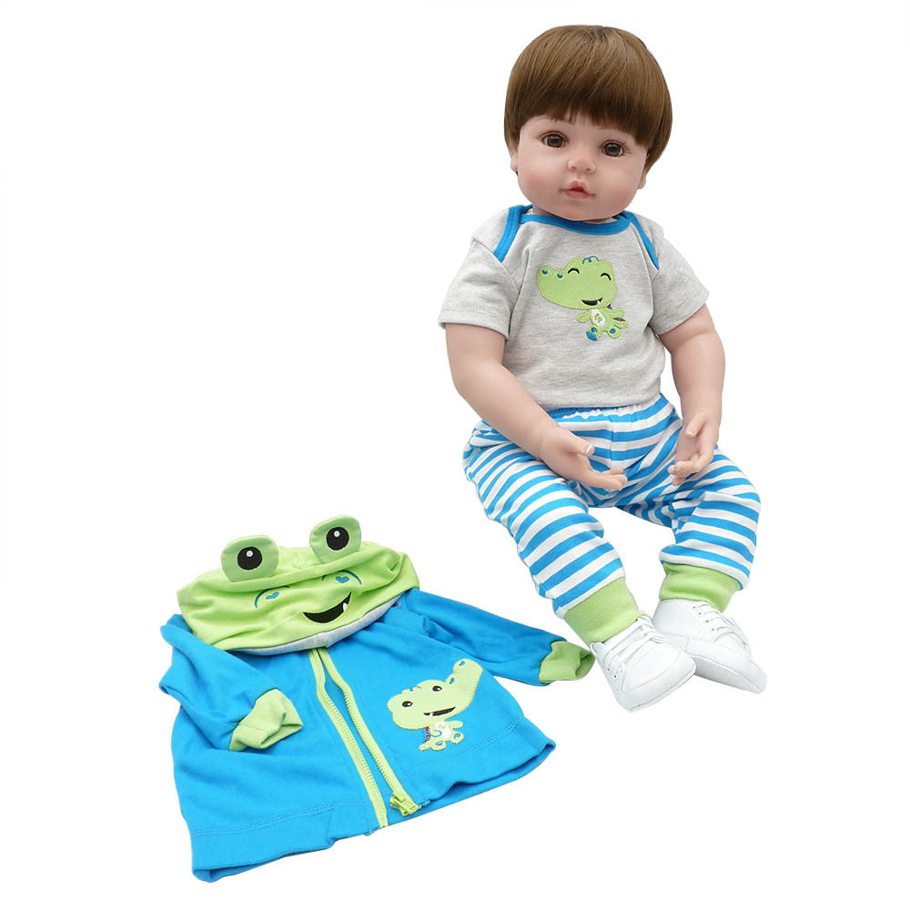 24" Beautiful Simulation Baby Girl Reborn Baby Doll in Frog Dress