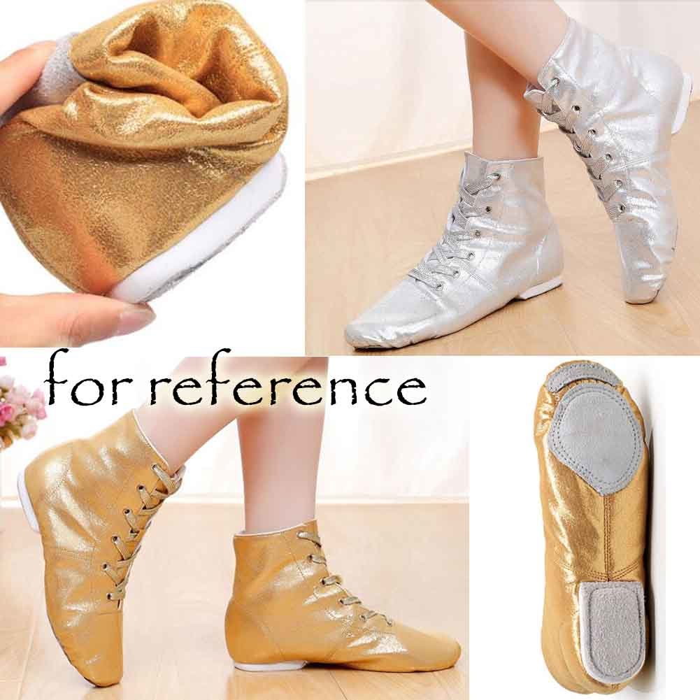 Women's Jazz Dance Boots Ballet Shoes Practice Dancing Shoes with Suede Split-Sole,Silver