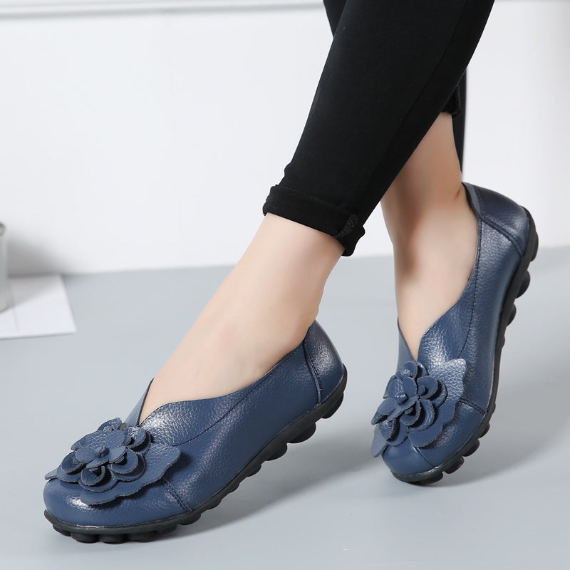 Flats For Women Comfortable Genuine Leather Flat Shoes Woman Slipony Loafers Ballet Shoes Female Moccasins Big Size 35-44 2022