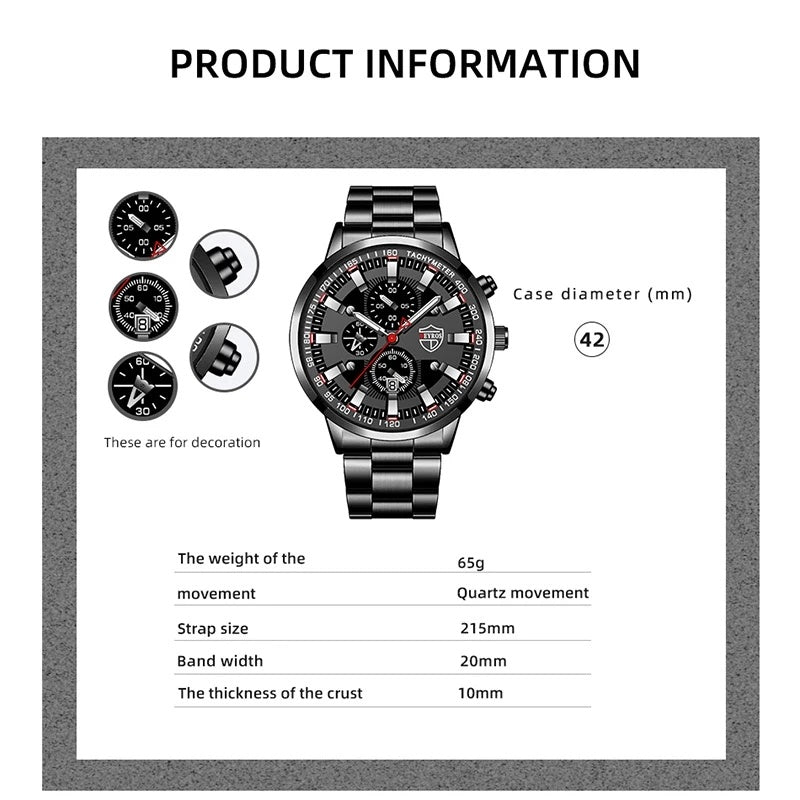 Fashion Mens Sports Watches Men Business Stainless Steel Quartz Wrist Watch Luxury Man Casual Luminous Clock relogio masculino