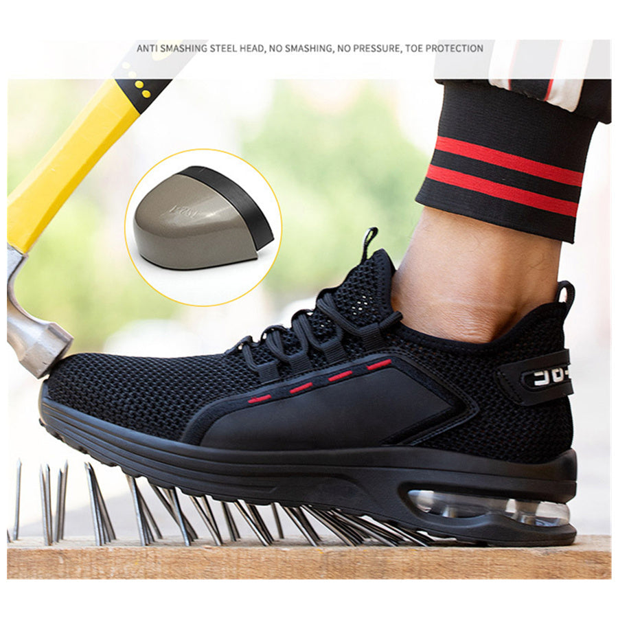 Spring Summer Autumn Men Women Work Protection Safety Shoe Air Cushion Big Mesh Fly Woven Breathable Anti-smashing Anti-piercing