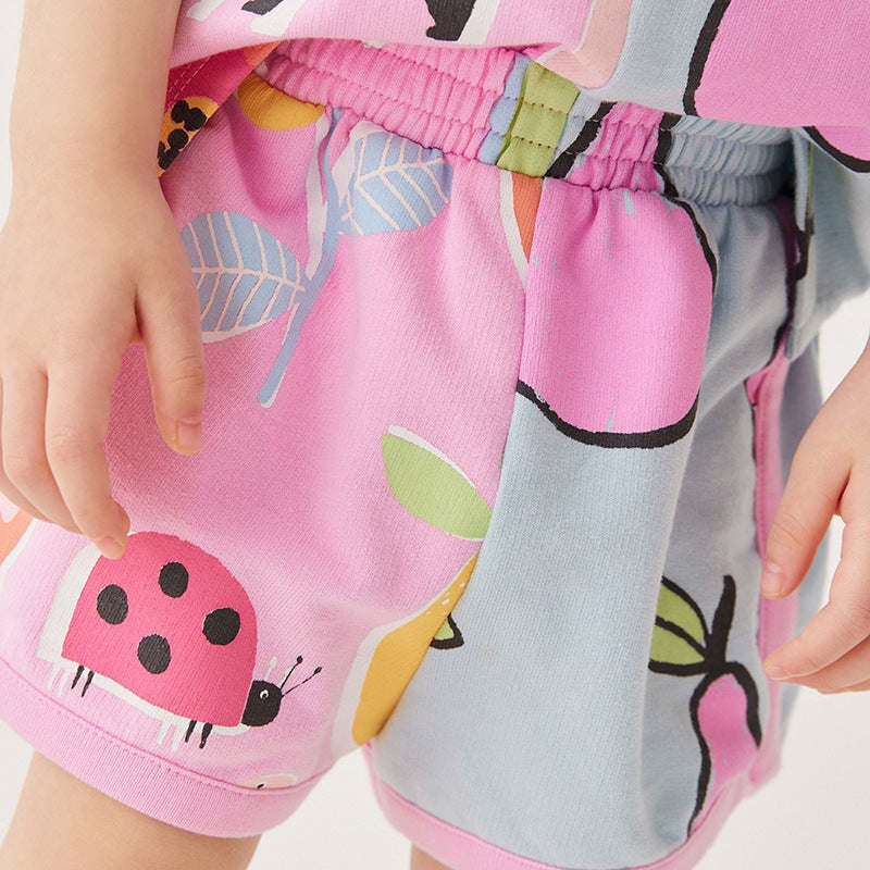 Baby Girl Fruit Pattern Colorblock Design Summer Clothing Sets