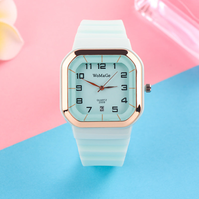 Womens Watch Simple Silicone Strap Womage Fashion Quartz Rectangle Dial Watches Ladies Casual Female Clock montre femme saati