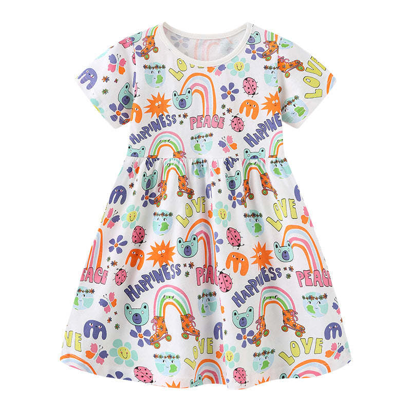 Baby Girl Cartoon Graphic Short Sleeve Summer Fashion Dress