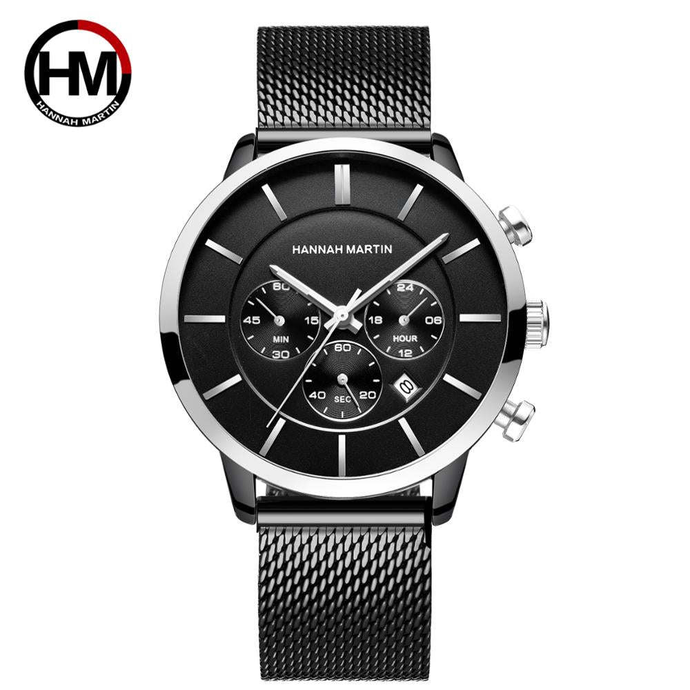 Luxury Fashion Mens Wristwatches Waterproof Male Multi-function Calendar Japanese Movement Quartz Stainless Steel Business Watch