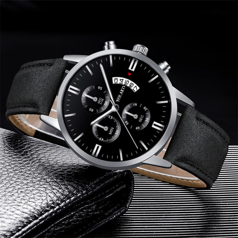 Fashion Mens Sports Watches Luxury Black Leather Quartz Wrist Watch Men Business Casual Watch relogio masculino