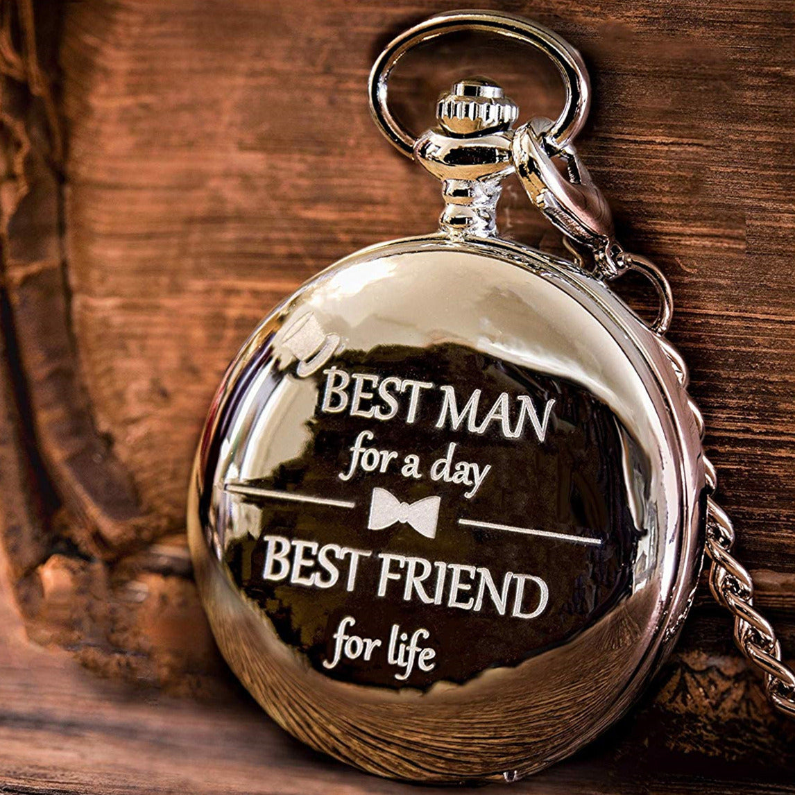 Luxury Best Man Pocket Watch Mens Male Silver/Black Laser Words Pocketwatch With Chain Masculino Relogio Mens Gift Clock Saati