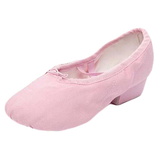 Women Ballroom Dance Shoes Low Heel Canvas Ballet Dancing Practice Waltz Latin Yoga Shoes, Pink