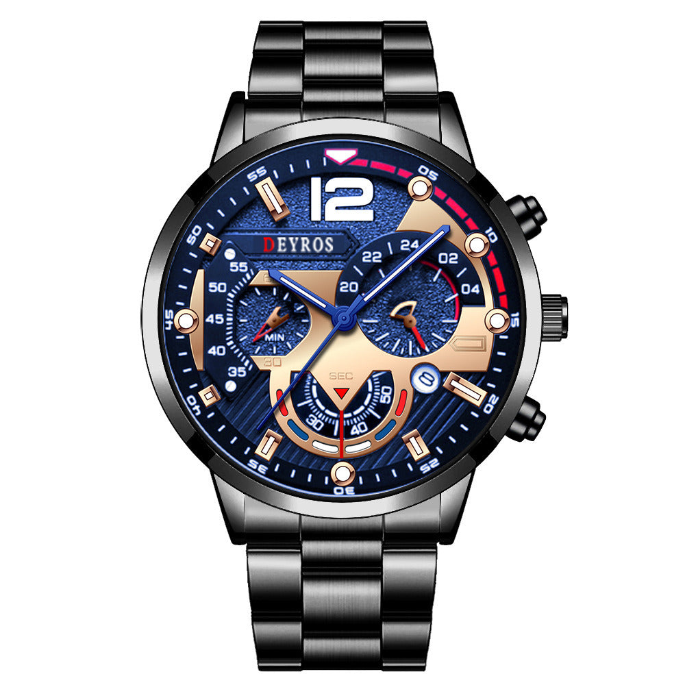 Men's Calendar Steel Band Quartz Sport Luminous Watch