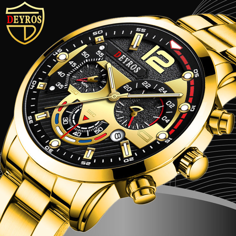 Men's Calendar Steel Band Quartz Sport Luminous Watch