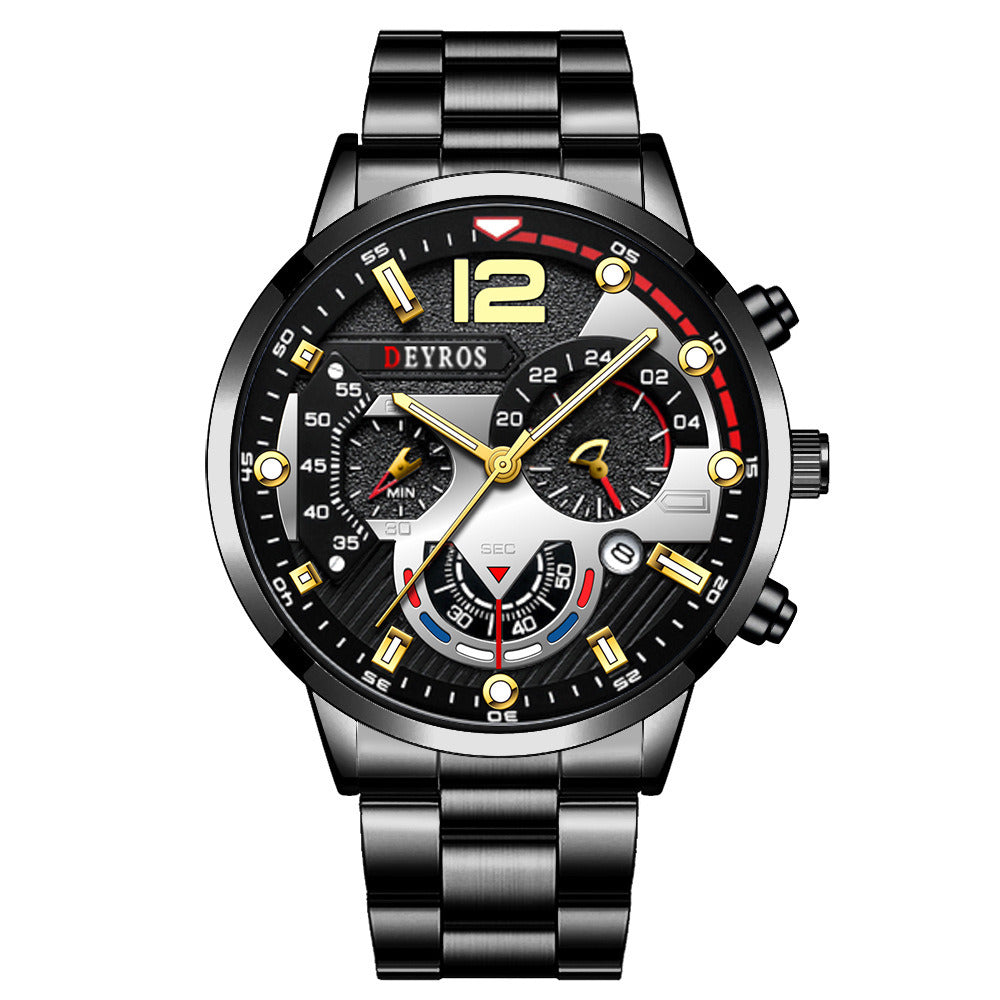 Men's Calendar Steel Band Quartz Sport Luminous Watch