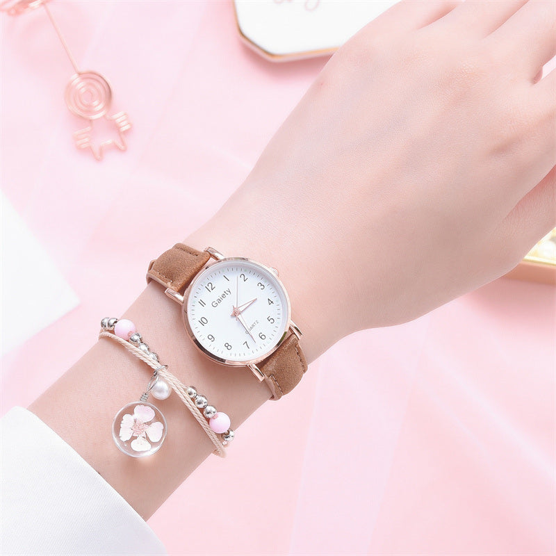 Women Watches Bracelet Set Girls Gift Luxury Fashion Quartz Watch Student Trendy with Bracelet for Womens