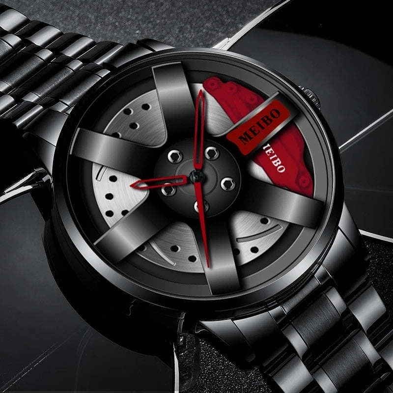 Fashion Mens Car Wheel Watches Luxury Stainless Steel Waterproof Watch for Men Quartz Wrist Watches Male Clock relogio masculino