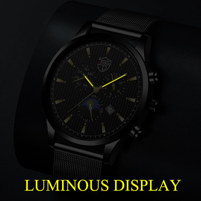 Fashion Mens Watches Luxury Stainless Steel Mesh Belt Quartz Wrist Watch Men Business Casual Luminous Clock relogio masculino