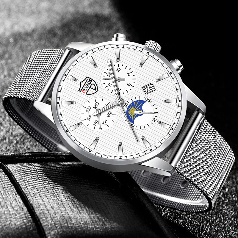 Fashion Mens Watches Luxury Stainless Steel Mesh Belt Quartz Wrist Watch Men Business Casual Luminous Clock relogio masculino