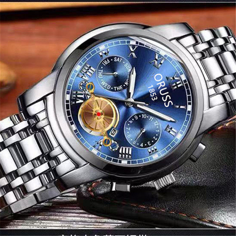 Luxury Fashion Mens Watches Luminous Waterproof Silver Stainless Steel Watch Men Date Calendar Business Quartz Wrist Watch