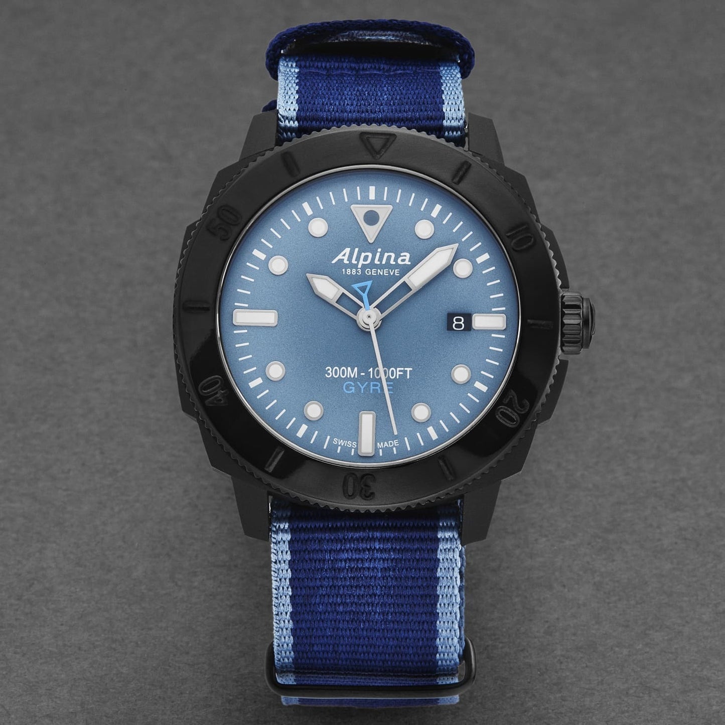 Alpina Mens 'Seastrong Diver Gyre' Blue Dial Blue Canvas Strap Automatic Watch AL-525LNB4VG6