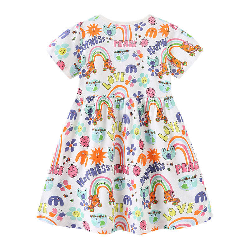 Baby Girl Cartoon Graphic Short Sleeve Summer Fashion Dress