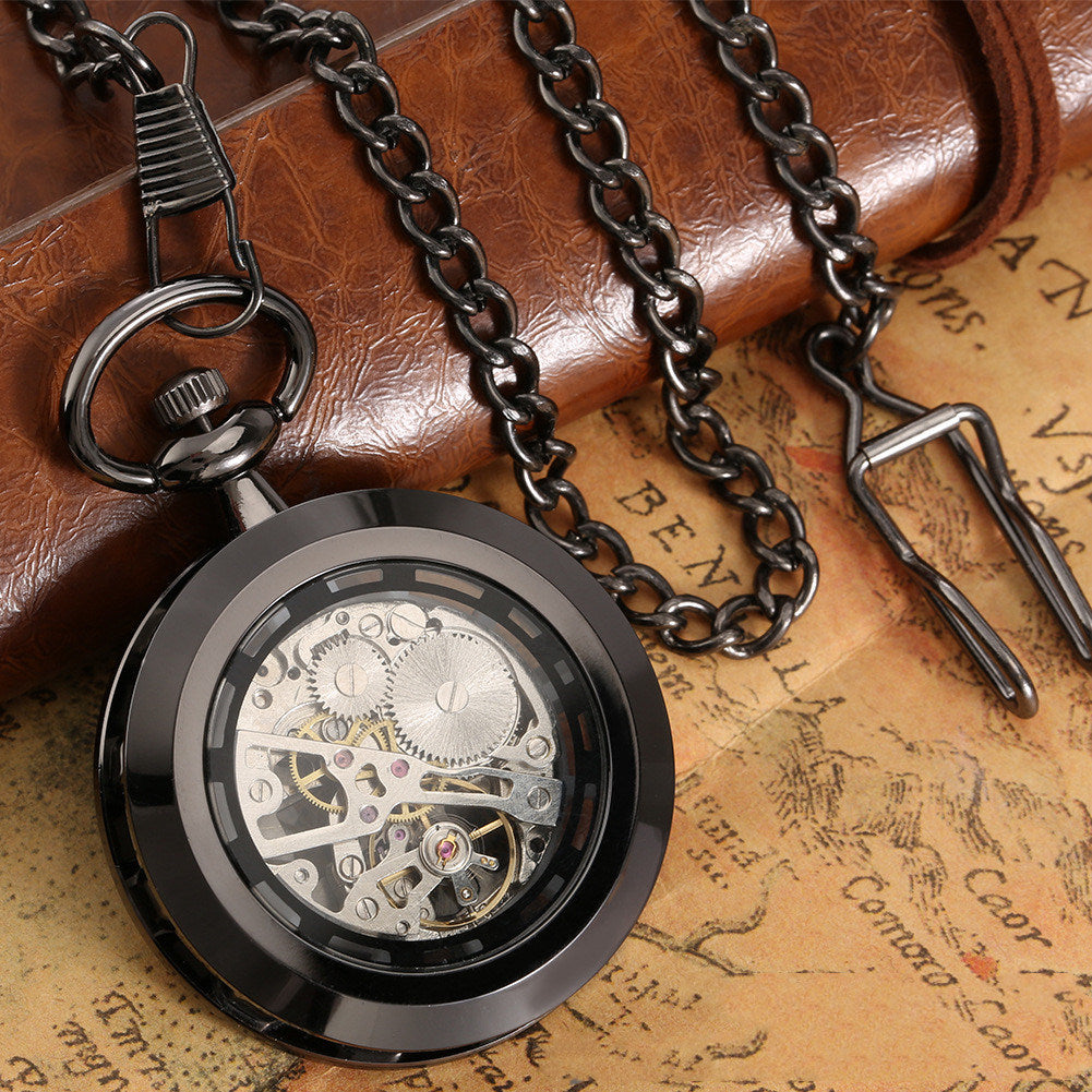 Men's Retro Skeleton Casual Simple Mechanical Pocket Watch