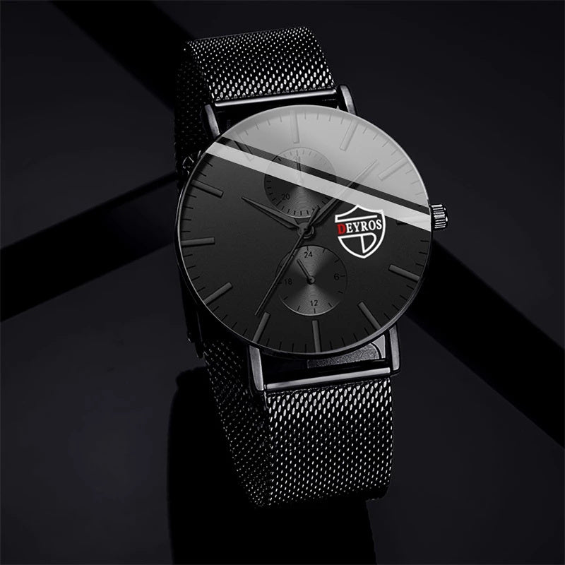 reloj hombre 2023 Mens Fashion Ultra-thin Watches Men Business Casual Stainless Steel Mesh Belt Quartz Watch