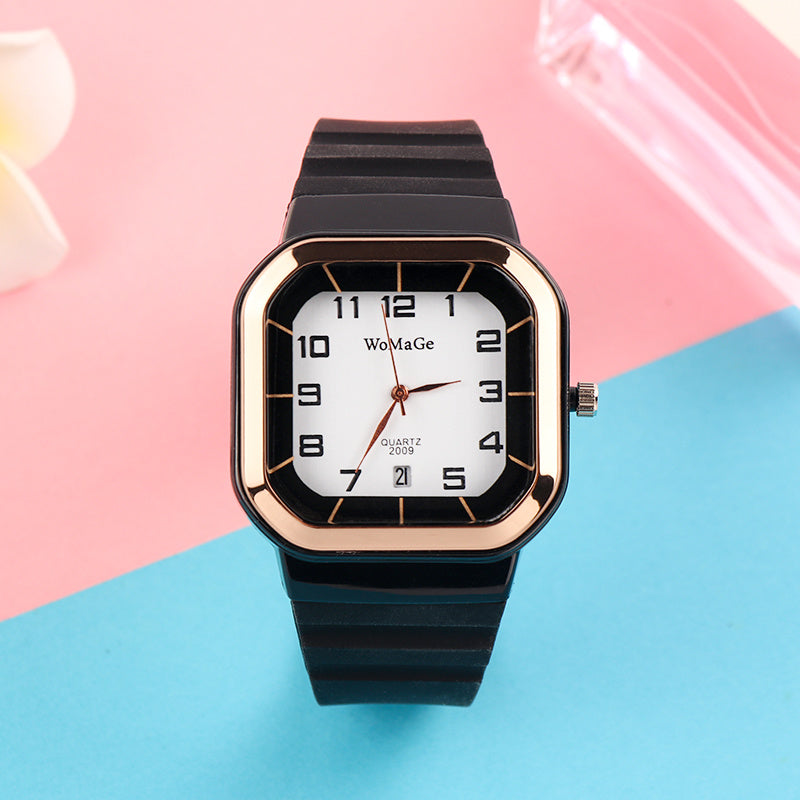 Womens Watch Simple Silicone Strap Womage Fashion Quartz Rectangle Dial Watches Ladies Casual Female Clock montre femme saati