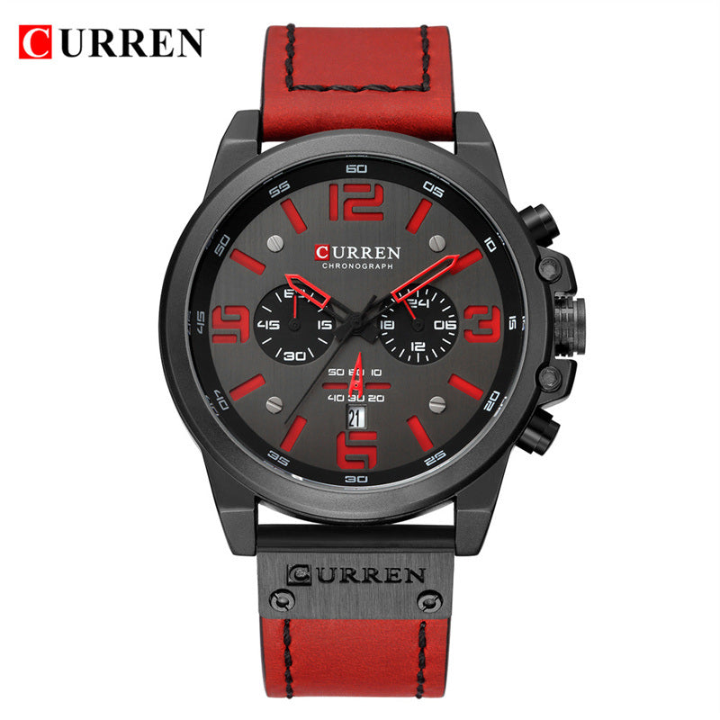 CURREN Mens Watches Top Luxury Brand Waterproof Sport Wrist Watch Chronograph Quartz Military Genuine Leather Wrist Watch