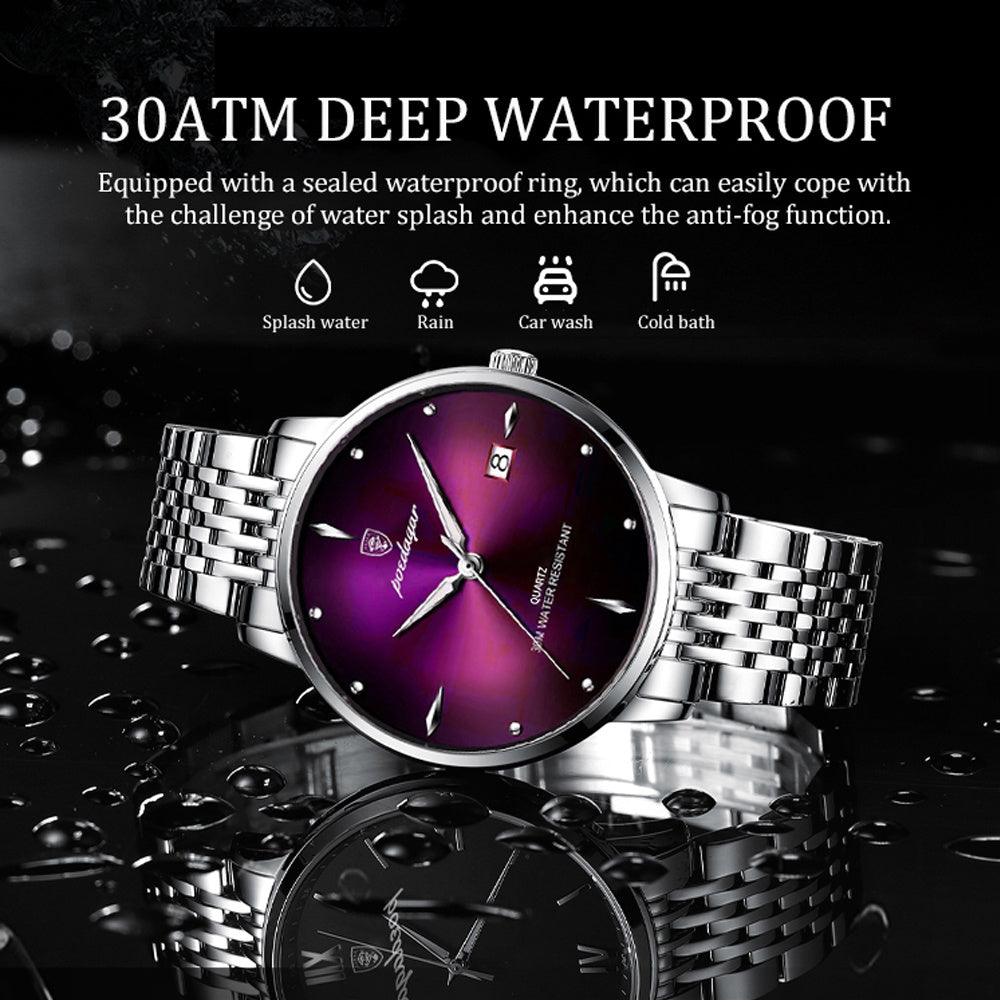 POEDAGAR Top Brand Luxury Men Watch Waterproof Luminous Stainless Steel Watches Sport Quartz Clock Mens Date Business Wristwatch