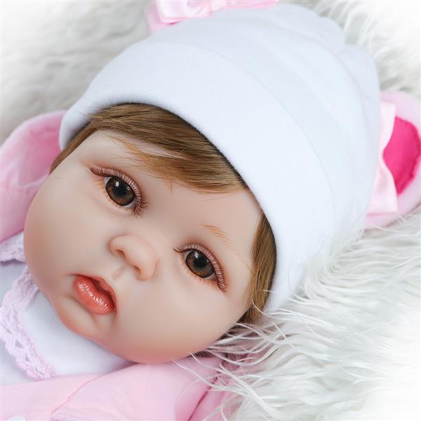 22" Beautiful Simulation Baby Girl Reborn Baby Doll in Bear Dress