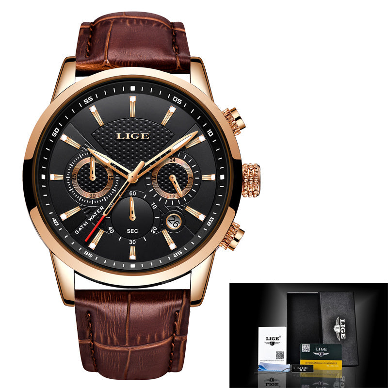 Watches Mens 2022 Top Brand Luxury Casual Leather Quartz Men's Watch Business Clock Male Sport Waterproof Date Chronograph